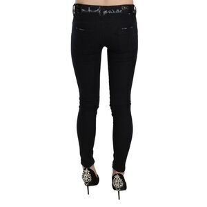 Costume National Black Low Waist Zipper Leg Skinny Denim Women's Jeans